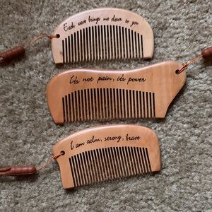 Wooden Comb Set for Women - Natural Brown
